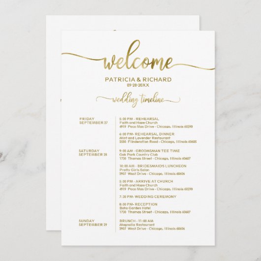 Einfache Chic Timeline zum Hochzeitstag Einladung (Vorne/Hinten)