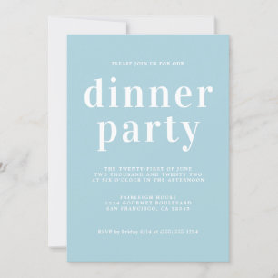 Einfache Chic Typografie Blue Glow Dinner Party Einladung