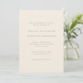 Einfache Chic Typografie Blush & Cream Wedding Einladung (Stehend Vorderseite)