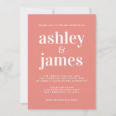 Einfache Chic Typografie Burnt Coral Wedding Einladung (Vorderseite)