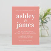 Einfache Chic Typografie Burnt Coral Wedding Einladung (Stehend Vorderseite)
