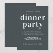 Einfache Chic Typografie Off Black Dinner Party Einladung (Vorne/Hinten)