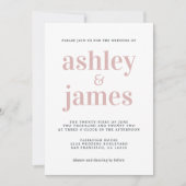 Einfache Chic Typografie Silver Pink Wedding Einladung (Vorderseite)