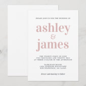 Einfache Chic Typografie Silver Pink Wedding Einladung (Vorne/Hinten)
