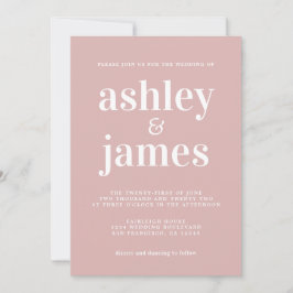 Einfache Chic Typografie Silver Pink Wedding Einladung
