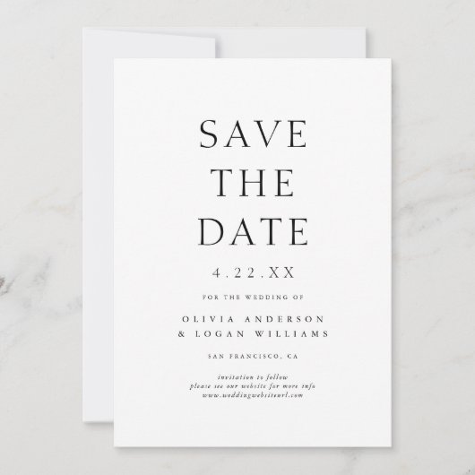 Einfache Chic Typografy Foto Wedding Save the Date (Vorderseite)
