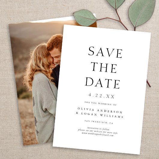 Einfache Chic Typografy Foto Wedding Save the Date