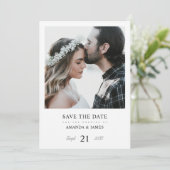 Einfache Chic-Verlobung Save the Date Benutzerdefi Einladung (Stehend Vorderseite)