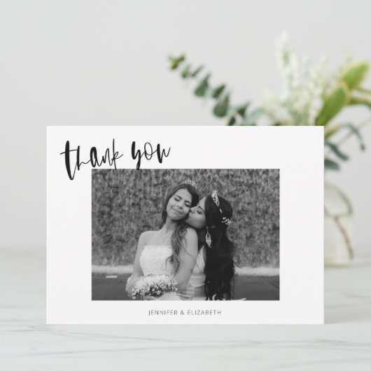 Einfache Chic Wedding Dankeschön Card Dankeskarte (Stehend Vorderseite)