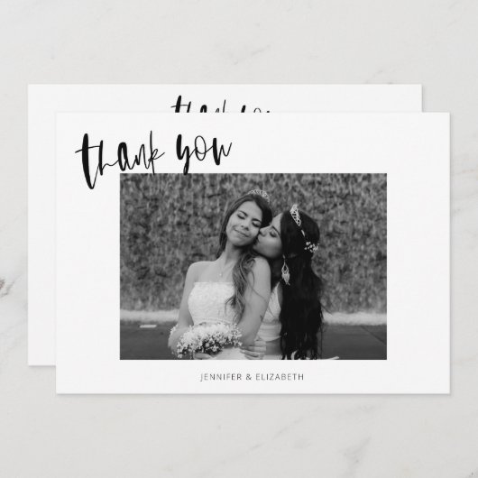 Einfache Chic Wedding Dankeschön Card Dankeskarte (Vorne/Hinten)