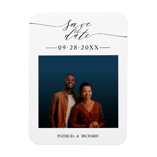Einfache Chic Wedding Save the Date Foto Magnet (Vertikal)