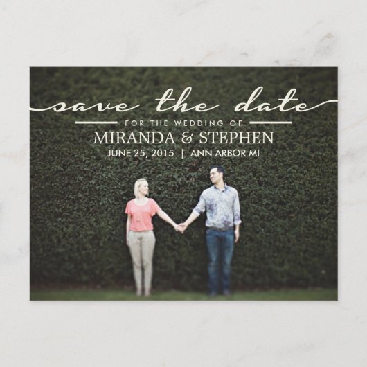 Einfache Chic Wedding Save the Date Foto Postcard Ankündigungspostkarte (Vorderseite)