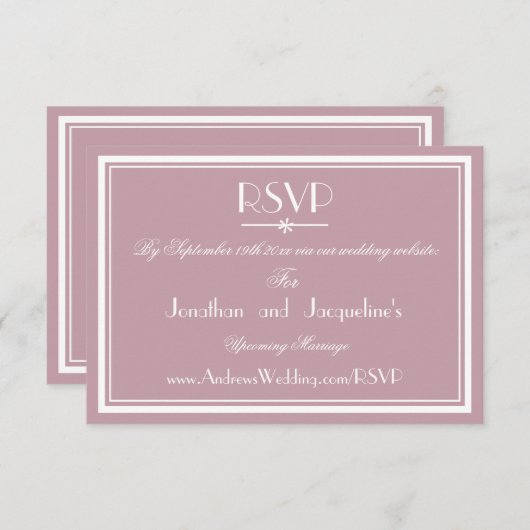 Einfache Chic Wedding Website RSVP Card (Vorne/Hinten)