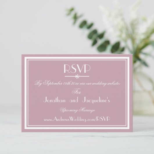 Einfache Chic Wedding Website RSVP Card Karte (Stehend Vorderseite)