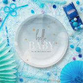 Einfache Chic Wir sind auf Cloud 9 Hello Baby Dusc Pappteller (Party)