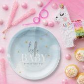 Einfache Chic Wir sind auf Cloud 9 Hello Baby Dusc Pappteller (Party)