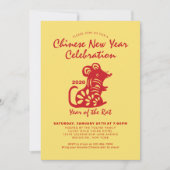Einfache chinesische Neujahrsfeier Rote Ratte 2020 Einladung (Vorderseite)