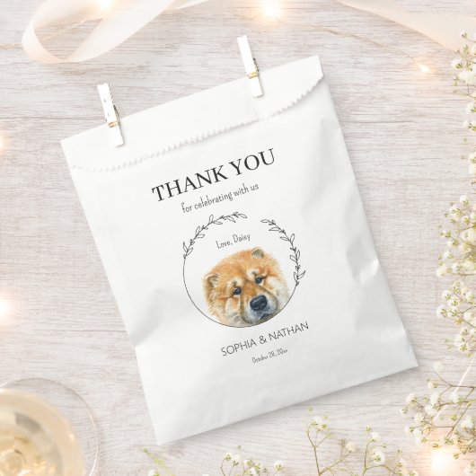 Einfache Chow Chow Dog Hochzeit Vielen Dank für di Geschenktütchen (Ausgeschnitten)