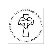 Einfache Christliche Familienname Runde Rücksendea Gummistempel (Prägung)