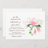 Einfache Christliche Hochzeit in Goldpinke Einladung (Vorne/Hinten)