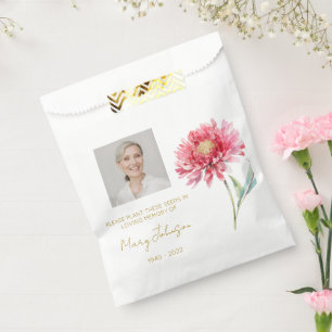 Einfache Chrysanthemen-Foto-Trauer-Samen Geschenktütchen