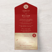 Einfache Circle Double Happiness Chinesische Hochz All In One Einladung (Innen Boden)