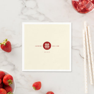 Einfache Circle Red Double Happiness Chinesische H Serviette