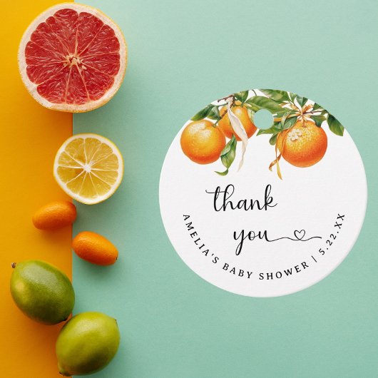 Einfache Citrus Orange Baby Dusche Geschenkanhänger
