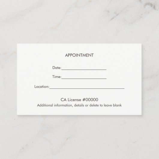 Einfache Classic Berufliche Terminkarte (Rückseite)