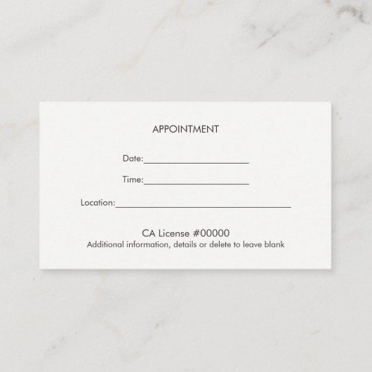 Einfache Classic Berufliche Terminkarte (Rückseite)