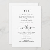 Einfache Classic Couple Monogramm in einer Hochzei Einladung (Vorne/Hinten)