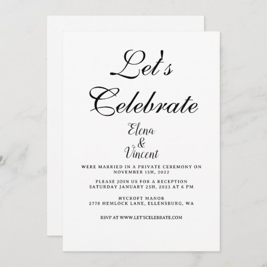 Einfache CLASSIC Hochzeitskarte Einladung (Vorne/Hinten)