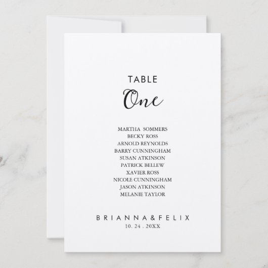 Einfache Classic Kraft Tischnummer 1 Sitzdiagramm (Vorderseite)