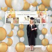 Einfache Classic Monogram 6 Foto Graduation Party Banner