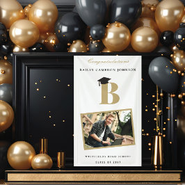 Einfache Classic Monogram Foto Graduation Party Banner