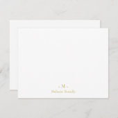 Einfache Classic Monogram Gold White Note Card Mitteilungskarte (Vorne/Hinten)