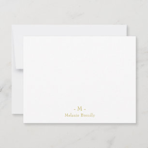 Einfache Classic Monogram Gold White Note Card Mitteilungskarte