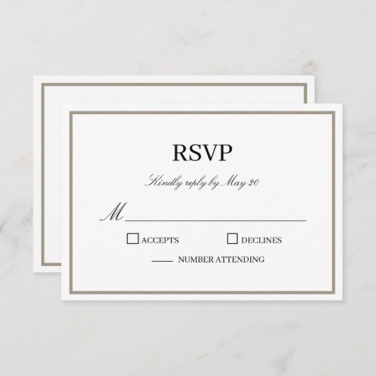 Einfache Classic Monogram UAWG Response Card RSVP Karte (Vorne/Hinten)