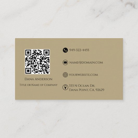 Einfache Classic QR Code Black and Tan Business Ca Visitenkarte (Rückseite)