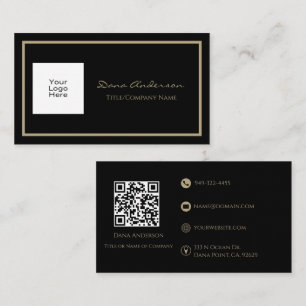 Einfache Classic QR Code Black and Tan Business Ca Visitenkarte