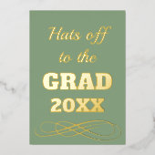 Einfache Classy Sage Green hasst zum Grad Folieneinladung (Vorderseite)