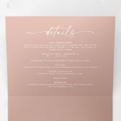 Einfache Clay Terracotta & Blush Pink Ombre Hochze Dreifach Gefaltete Einladung (Innen Erste Seite)