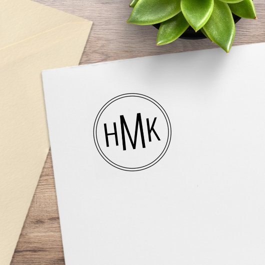 Einfache Clean Clean Monogram 3 Initialen 1x1 Gummistempel