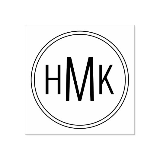 Einfache Clean Clean Monogram 3 Initialen Gummistempel (Prägung)