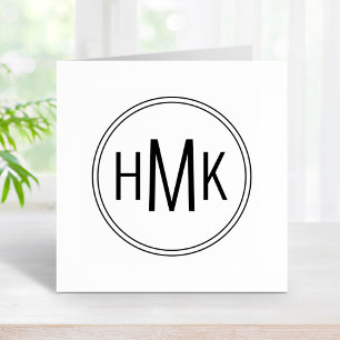 Einfache Clean Clean Monogram 3 Initialen Gummistempel