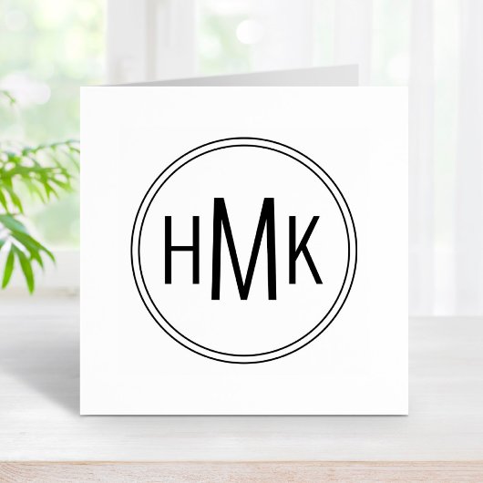 Einfache Clean Clean Monogram 3 Initialen Gummistempel