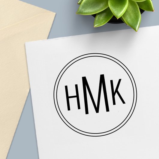 Einfache Clean Clean Monogram 3 Initialen Permastempel