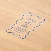Einfache Cobalt Blue Squiggle Frame Moderne Hochze Acryleinladungen (Ablage )
