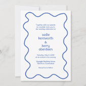 Einfache Cobalt Blue Squiggle Frame Moderne Hochze Einladung (Vorderseite)