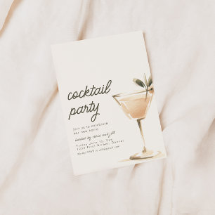 Einfache Cocktail-Party Einladung mit Drink